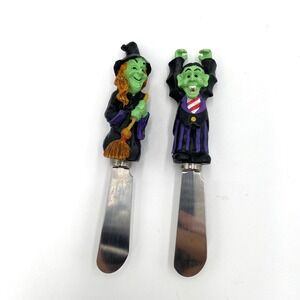 Boston Warehouse Halloween Witch Vampire Cheese Spreaders Set 2 Stainless Steel